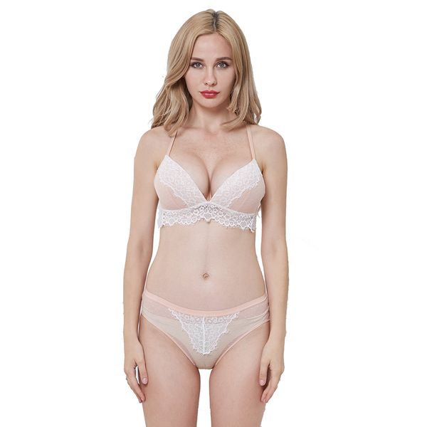 

lace беспроводной слегка подкладка bra set triangle soft cup wide side backless сетки нижнее белье женское бельё женщин brassiere, Red;black
