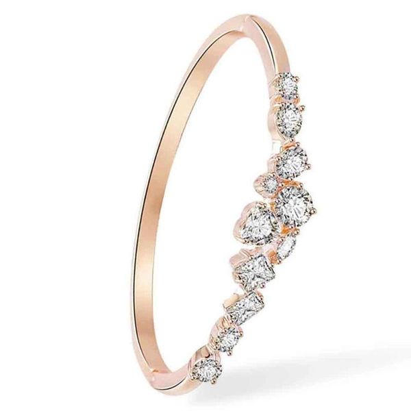 

fashion women cubic zirconia inlaid bracelet bangle party wedding jewelry gift fashion women bracelet with cubic zirconia decor, Black