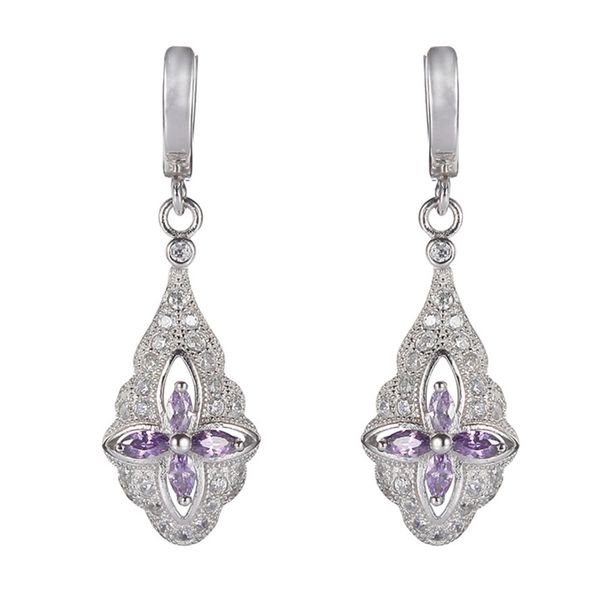 

shunxunze dropshipping vintage 925 sterling silver engagement wedding earrings for women jewelry & accessories purple cubic zirconia s-3708