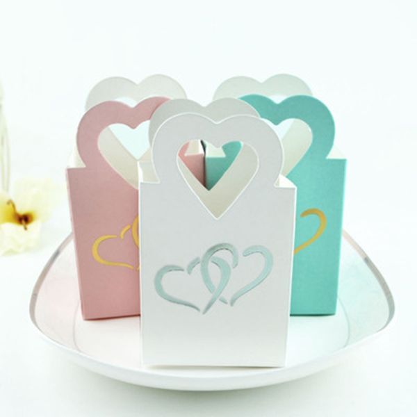 

100pcs mini european candy bag peach heart hand bag silver love box hollow snack candy box three colors optional
