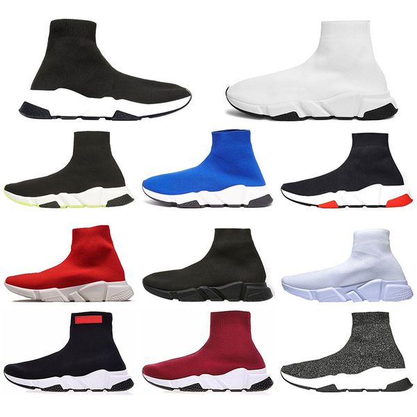 

with socks luxury designer casual sock shoes speed trainer black red triple black fashion brand socks boots sports sneaker trainer shoe