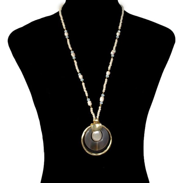 

fashion jewelry beads pearl round necklace pendant women exaggerated personality necklace xl663, Silver