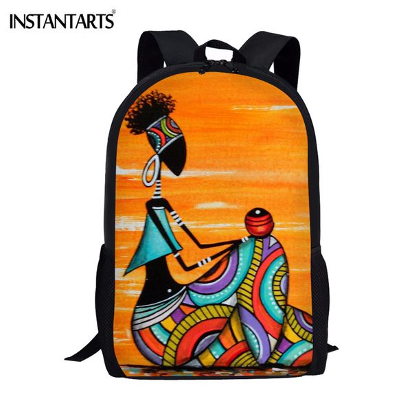 

instantarts orange abstract painting school bags for teenagers africa life design boys girls schoolbags large capacity bookbags