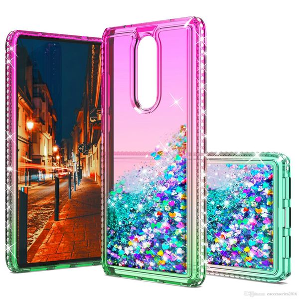 Custodie per telefoni Glitter Diamond per iPhone 14 13 12 11 pro max XR 6 7 8 plus Liquid Quicksand Soft Cover Gradient Clear Shell