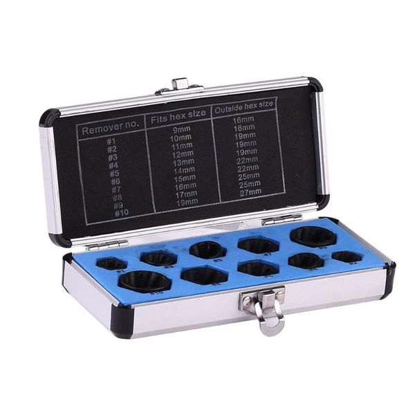

10pcs damaged nut bolt remover stud extractor set broken screw removal kit