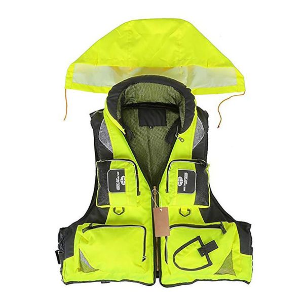 

professional fishing life vest reflective detachable collar hooded vest jacket fishing life jacket clothing