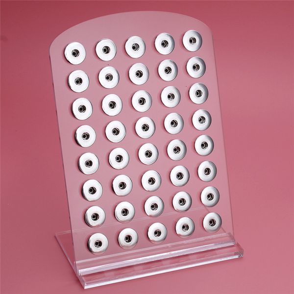 

new snap button jewelry white acrylic snap display for 40pcs 18mm stands display detachable set zk003-18mm, Golden;silver