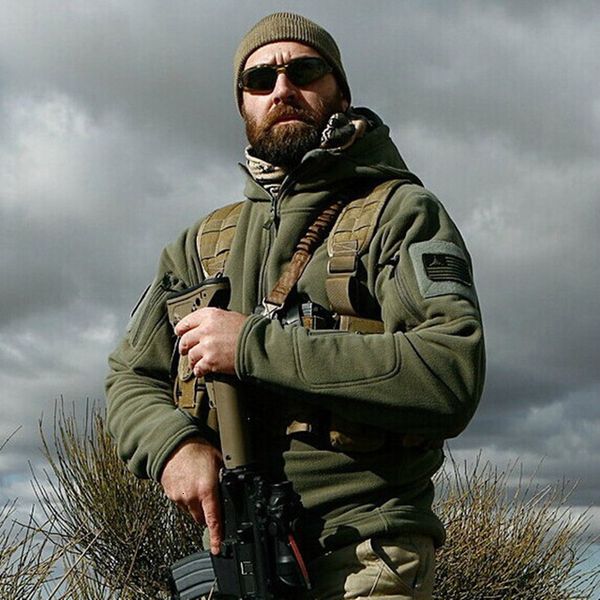 

us military fleece tactical jacket men thermal outdoors polartec warm hooded coat militar softshell hike outerwear army jackets sh190915, Black;brown