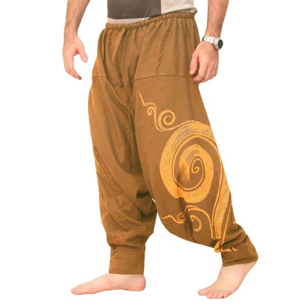 

men casual harem pants summer yoga baggy aladdin hippie spiral print trousers hot, Black