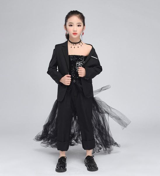 

girls' and boys' blazer sets tailing catwalk model performance clothes set fashion wedding party car model pgraphy costume, White