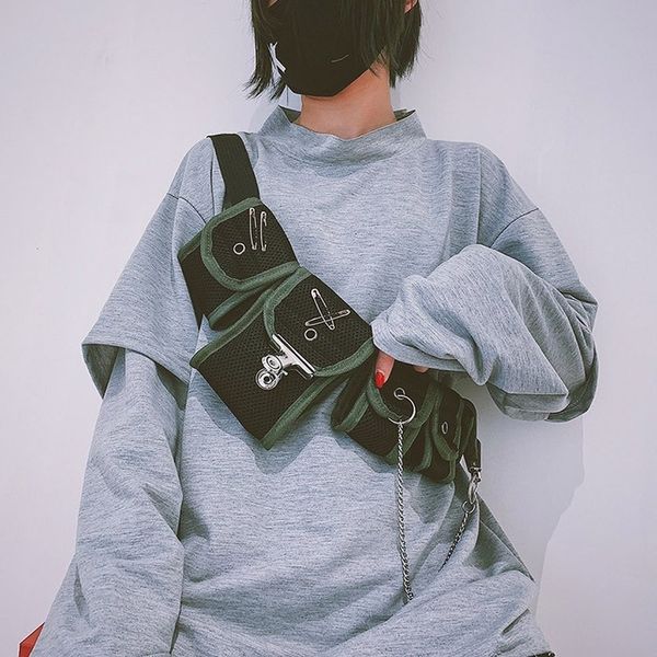 

2020 new men's and women's chest bag fashion running bag multi-pocket shoulder messenger men's and women's waist