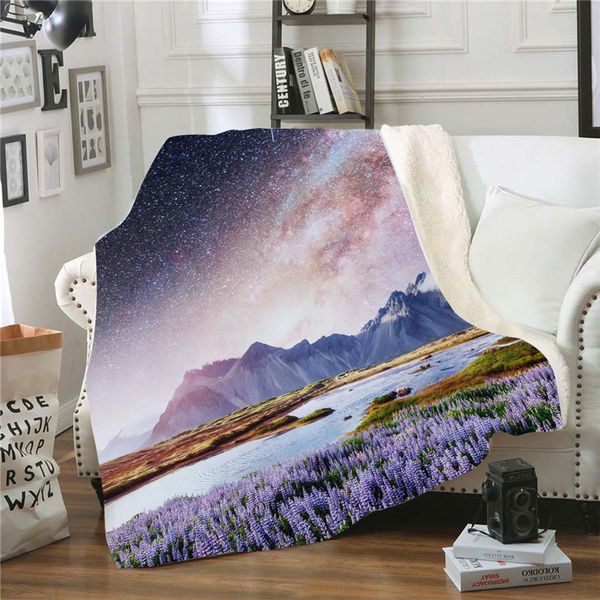 

soft cozy plush throw blanket starry sky home sofa bed warm cover blanket winter cold-proof travel bed cover