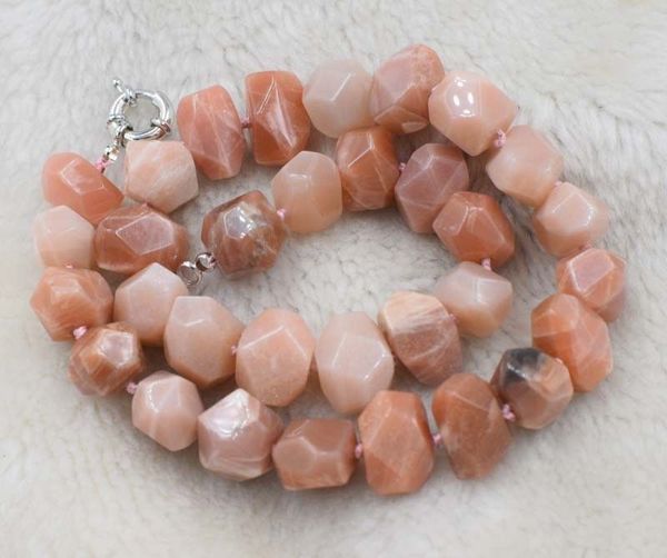 

wholesale natural pink sunstones flat faceted necklace 19" 15-20mm, Silver