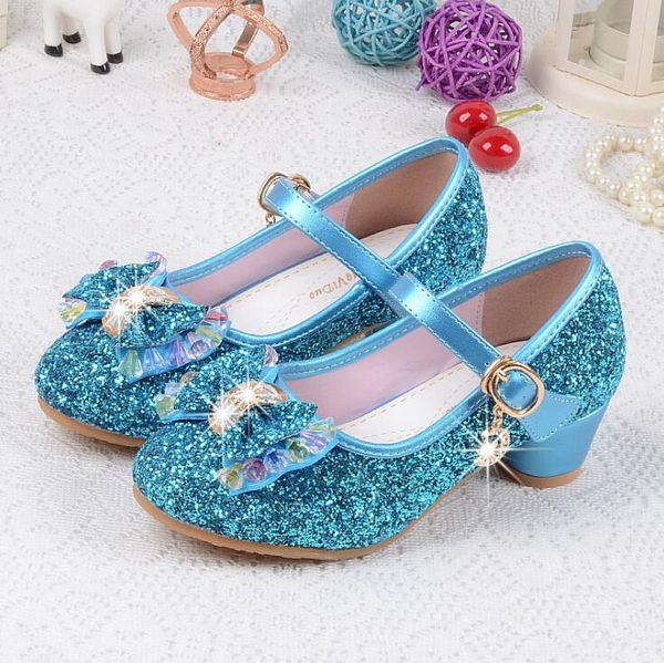 

children's sequins shoes enfants baby girls wedding princess kids high heels dress party shoes for girl pink blue gold silver, Black;red