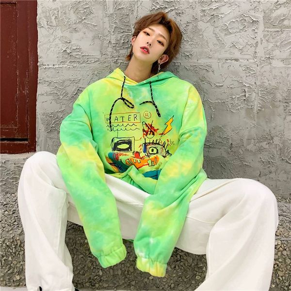 

cartoon printed fleece pullover hoodies men/women casual hooded streetwear sweatshirts hip hop harajuku male funny hoodies, Black