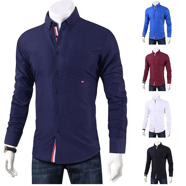 

brand 2019 casual shirt men long sleeve slim fit men's casual button-down shirt formal dress shirts men clothes 2018 camisa, White;black