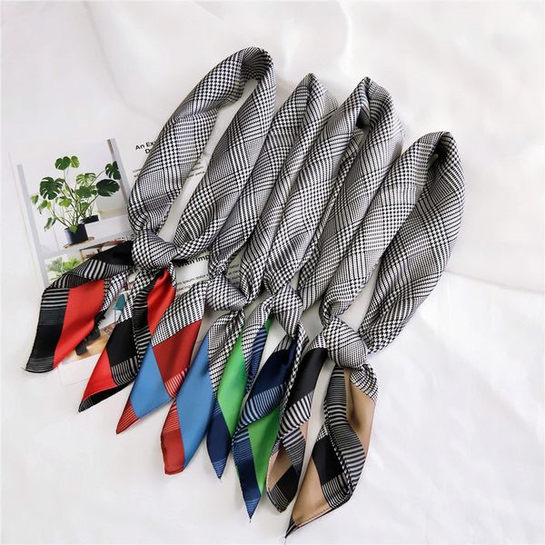 

new women silk scarves spring summer bag hat scarf design headband hairband headtie 70*70cm, Blue;gray