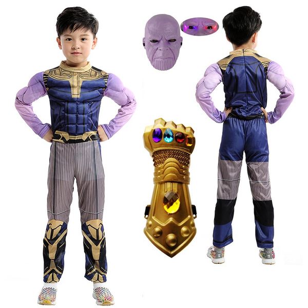 

deluxe thanos muscle clothes costume children movie endgame thanos costumes superhero boy party dress halloween costume, White