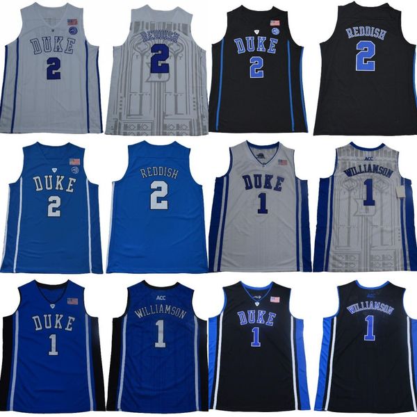 

NCAA 2 Reddish Royal 5 RJ Barrett 1 Zion Williamson Duke Blue Devils ACC Jersey Black White blue Men College Basketball stitched Jersey