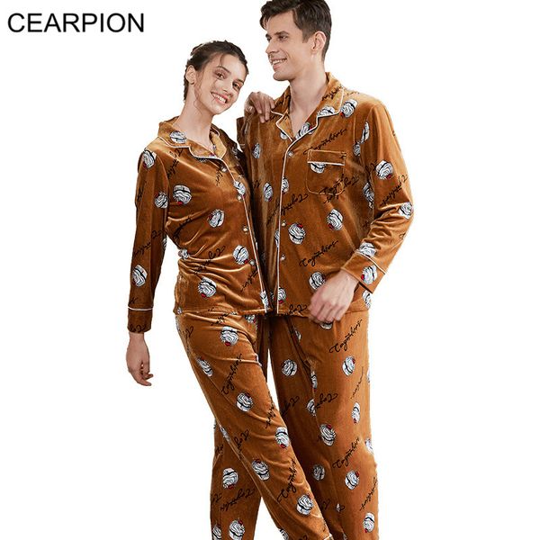 

cearpion plus size xxxl lovers autumn pajamas suit velvet long sleeve 2pcs shirt&pant sleepwear casual home clothes, Blue;gray