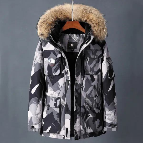 

camouflage winter duck down parkas men casual outwear down jackets male thick coat fashion snow puffer jacket jk-9588, Black