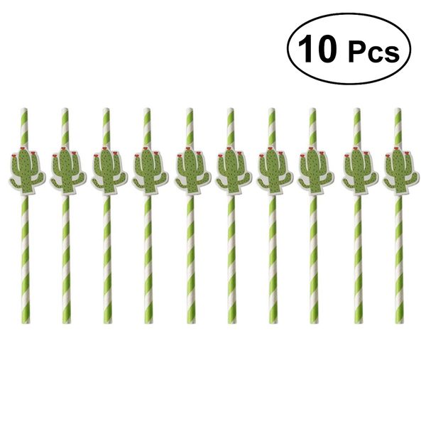 

10pcs cactus shape disposable decorative cartoon straws party decors drink suckers for party festival birthday