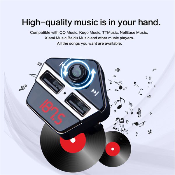 

car gps positioning bluetooth mp3 wth app find car wireless dual usb fast charging fm tf u disk ultra clear stereo music