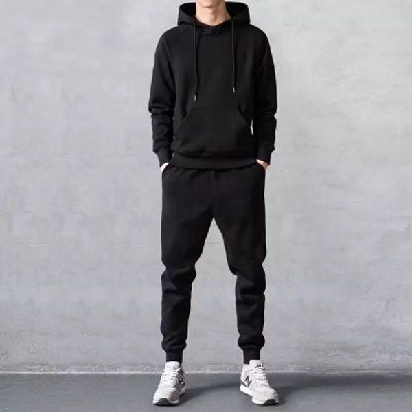

boys sports sweat pants mens winter plus velvet thick casual pants teen trousers 2020 brand trend small feet beam pants, Black