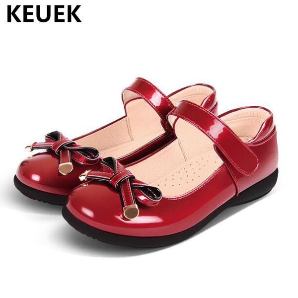 

new children leather shoes girls black butterfly-knot soft bottom princess shoes student kids baby flats 041, Black;grey