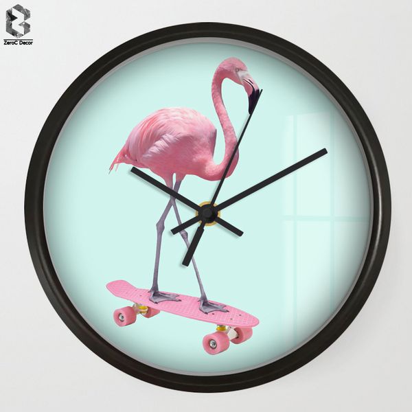 

chic art wall clocks flamingo for living room wall decor, table decorative mute quartz clock nordic saat home decoration