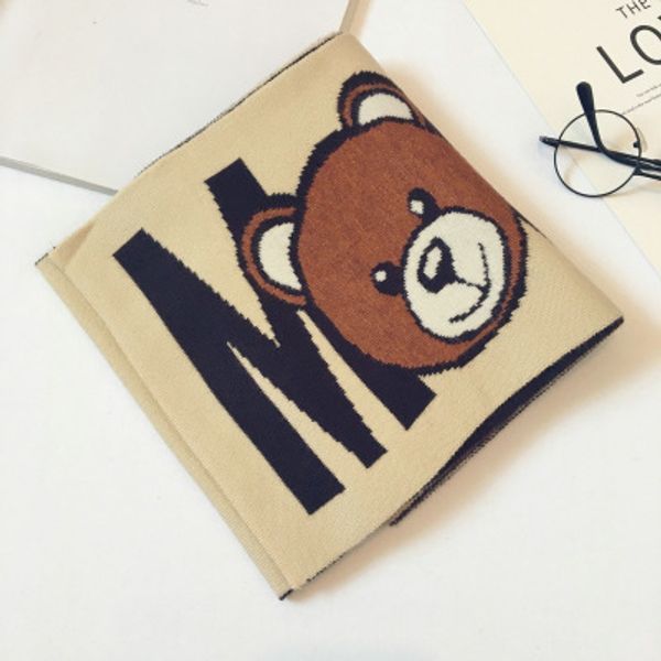 

2020 boys and girls luxury scarf children designer cartoon and letter print scarf kids warm keeping scarfs little bear print 2020 new, Red;brown