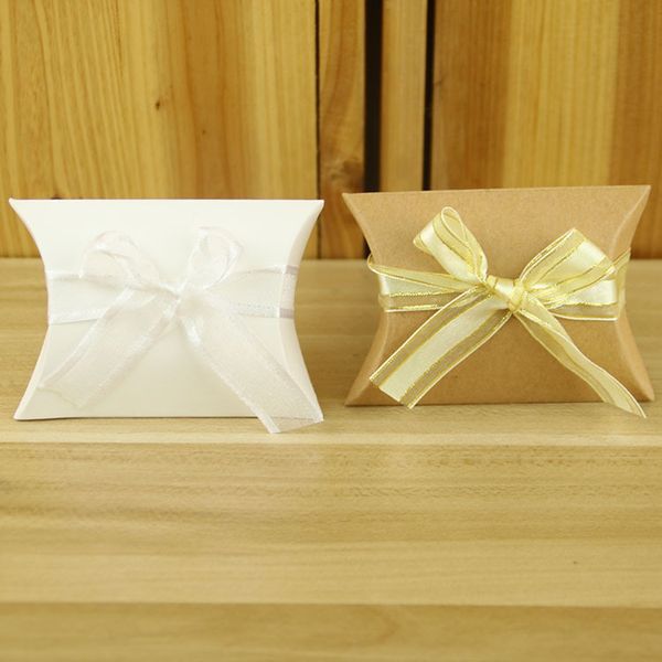 

50 pcs cute kraft paper pillow pack style favor box wedding party favors gift candy boxes home party birthday supply