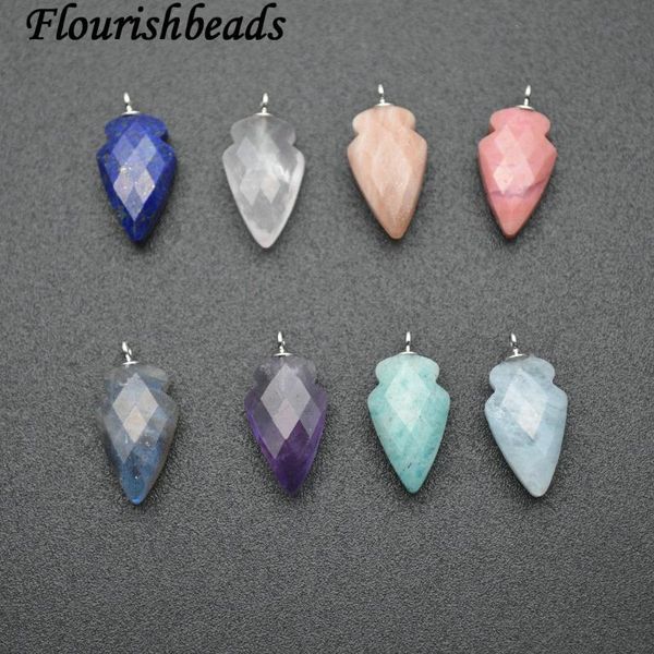 

9x15mm small size cute arrow shape faceted natural stone pendant ( lapis / crystal / amethyst amazonite aquamarine etc, Silver