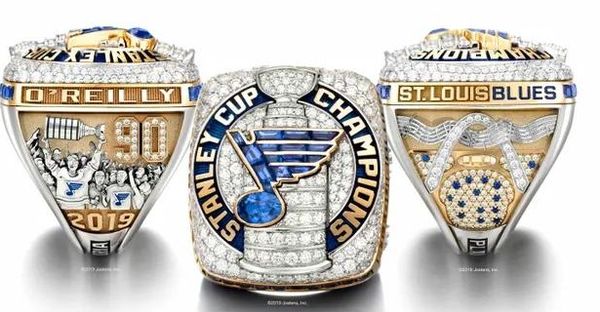 

2018 2019 st. louis blues' stanley cup championship rings fan men gift wholesale 2019 drop shipping, Golden;silver
