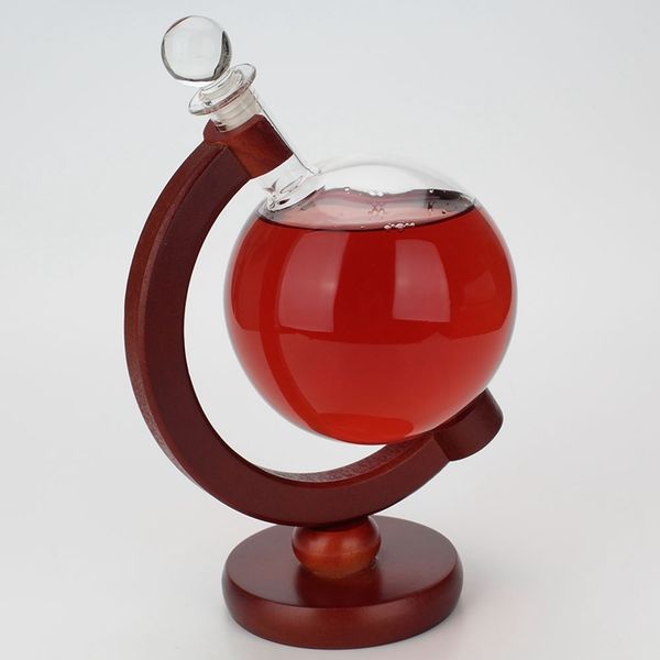 

globe whiskey decanter wine aerator glass wine bottle with holder rack alcohol vodka liquor dispenser pourer barware 500ml other bar product