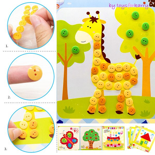 Kinder DIY Button Aufkleber Zeichenspielzeug Lustiges Spiel Handgefertigte Schulkunst 3D-Puzzle Bastelset Kinder Frühpädagogik 50 Stück Mix Großhandel