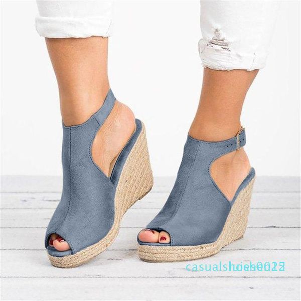 

women's sandals ladies fashion solid wedges casual buckle strap roman shoes sandals comfortable women shoes cc2 l25, Black