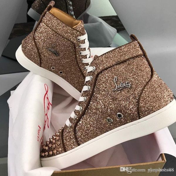 

новой мода роскошных женщин кроссовка luxury wedding party high помощь сапоги для мужчин печати плоских ботинок пара моделей большого размер, Black