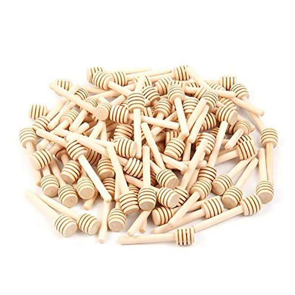 

100Pcs Long Handle Wood Honey Spoon Mixing Stick Dipper Honey Extractor for Honey Jar Coffee Milk Tea Supplies Kitchen Tools