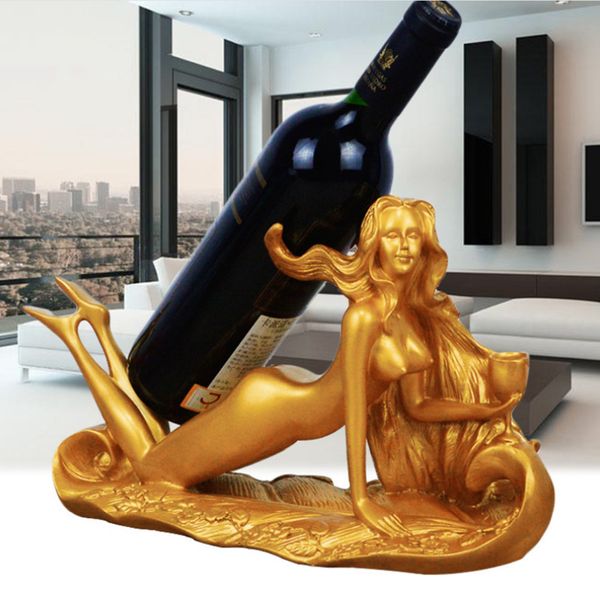 

tablewine racks resin creative gold girl bottle stand golden beauty holder home kitchen bar accessories decor