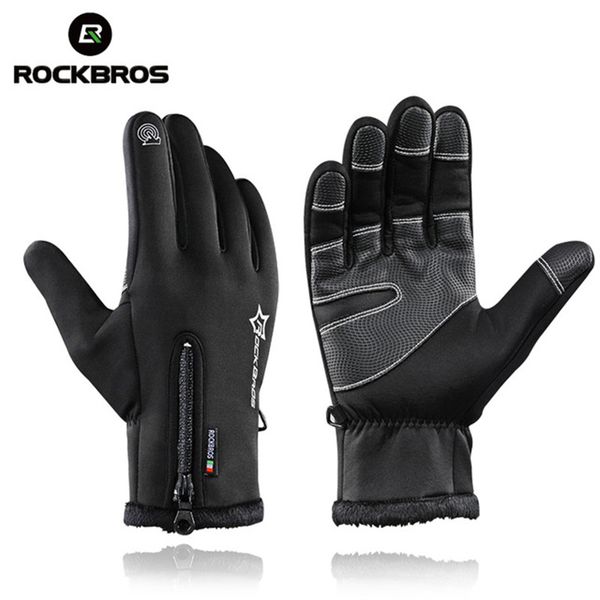 

rockbros skiing thermal fleece waterproof glove windproof anti-slip gloves snowboard men women motorcycle cycling hiking mount