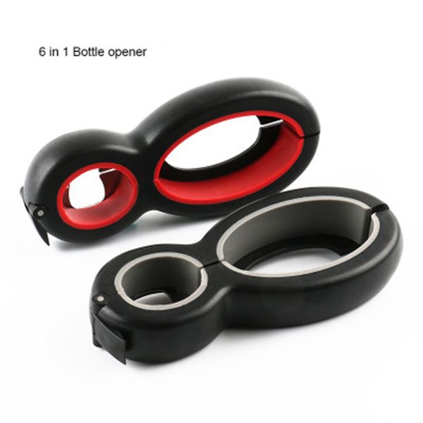 

6 in 1 multi function can beer bottle stainless steel opener all in one jar gripper can beer lid twist off wine opener