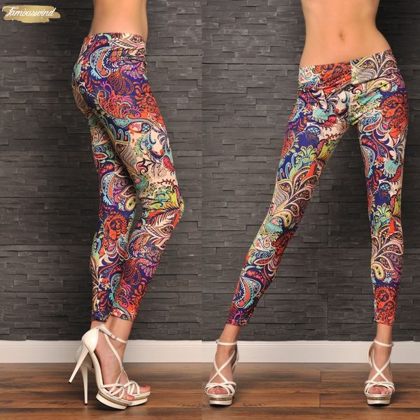 

shipping pants leggings new women fashion floral brand paisley milk silk lady graffiti leggings pencil floral capris, Black