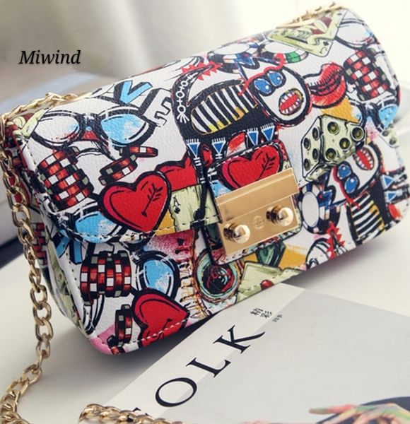

2020 new women bags summer graffiti ladies handbags chain mini bag women messenger bags for clutch