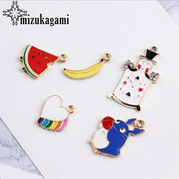 

drop oil alloy enamel charms cartoon fruit animal 10pcs/lot for diy fashion drop earrings jewelry accessories, Bronze;silver