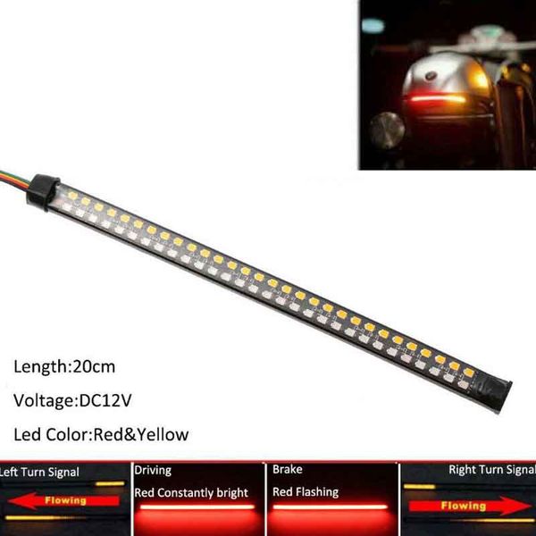 

20cm motorcycle tail light drl flowing turn signal brake slamp led strip