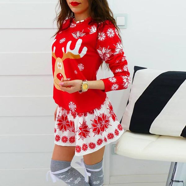 

s-xl plus size tunic autumn women dresses casual cartoon print christmas dress casual loose long sleeve party dress vestidos, Black;gray