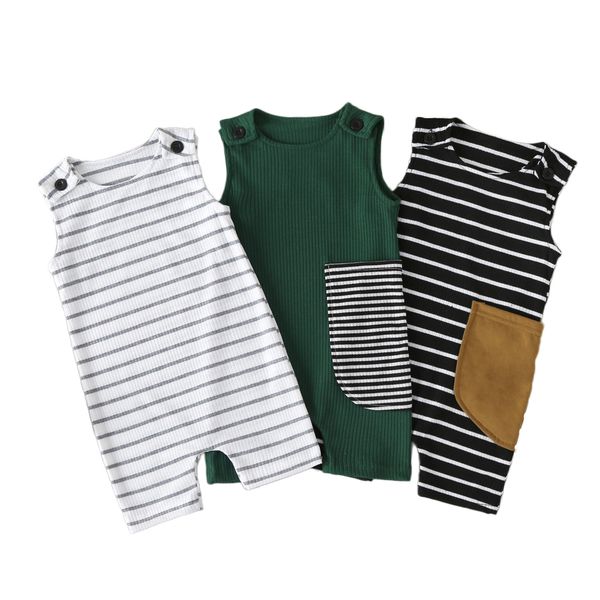 

2020 new baby romper cotton striped sleeveless infant jumpsuit boy clothes onesies baby clothes newborn baby girl clothes l0213, Blue