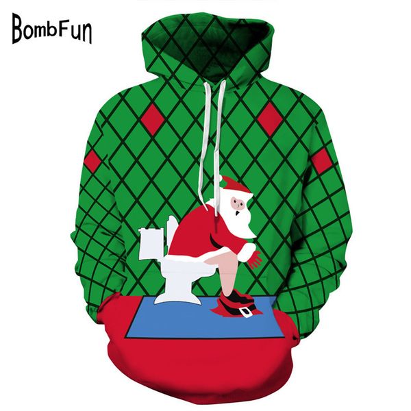 

cute christmas 3d hoodies creative santa claus print hoody men/women casual sweatshirt plus size outwear couples hooded, Black