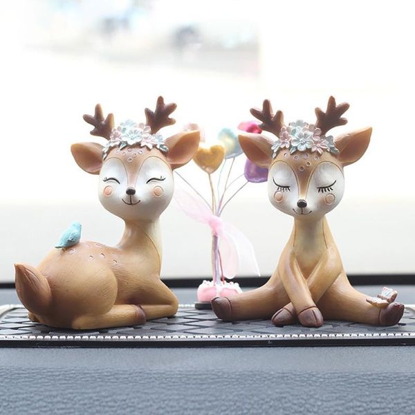 

cartoon resin mini deer ornaments 3d deer figurine resin crafts figurines decor for home office car decora ornaments kids gift